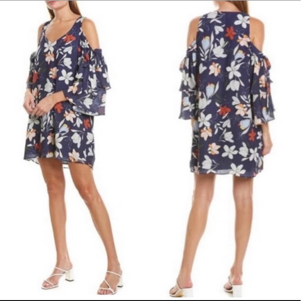 Parker Cold Shoulder Dress Moonbeam Floral Sz XS
